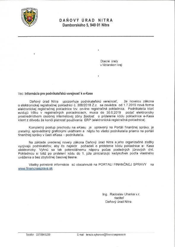 Informácie pre podnikateľskú verejnosť k e-kase-page-001.jpg Informácie pre podnikateľskú verejnosť k e-kase-page-001.jpg
